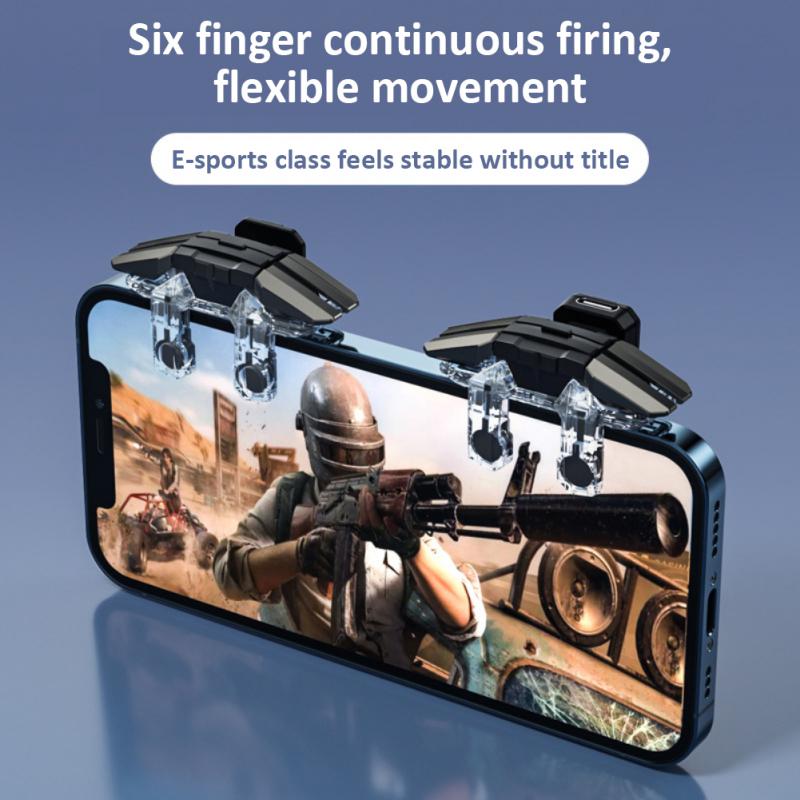 Game Controller Handle L1 R1 Key Button 6-finger Aim Shooting For Phone Android Gaming Triggers Gamepad Joystick