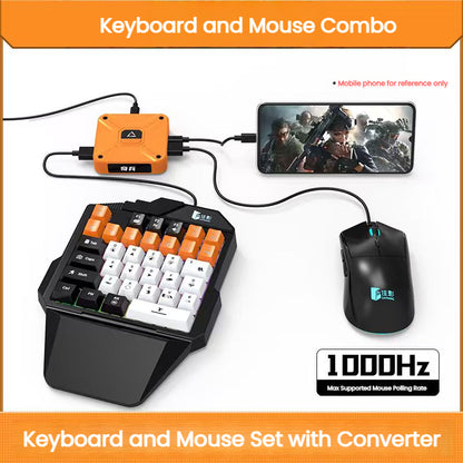 Gamwing AX360M QiBing iOS Keyboard and Mouse Adapter with USB OTG, Supports PUBG Mobile Keyboard & Mouse, 2000+Hz Mouse Polling Rate, No Delay Gaming Converter for iPhone/iPad