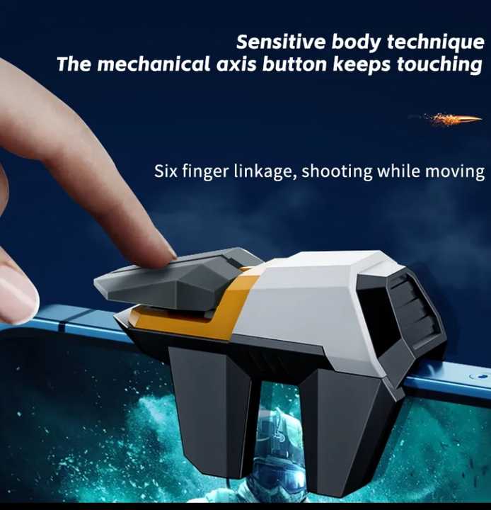 FengfanPUBG Gamepad, PUBG/Rules of Survival/Knives Out Compatible Mobile Controller, 6-Finger Trigger for iPhone and Android, Smartphone Joystick with Sensitive Aiming and Shooting - Yellow