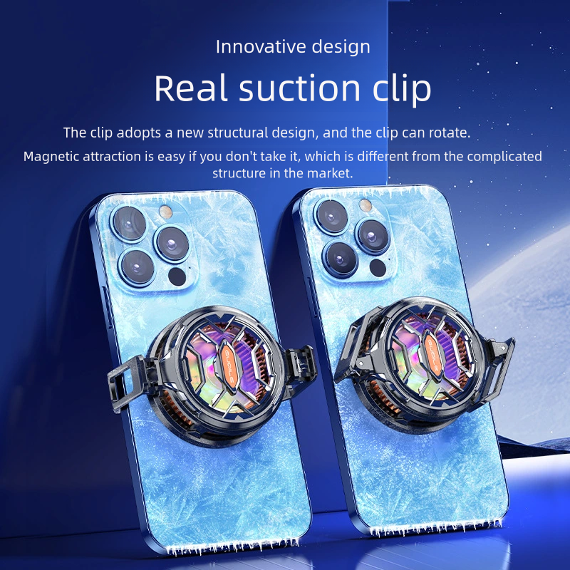 FengfanNEW Magnetic/Back Clip 2-in-1 Cell Phone Semiconductor Cooling Fan FF03 for IPhone IOS Android PUBG Game Cooler