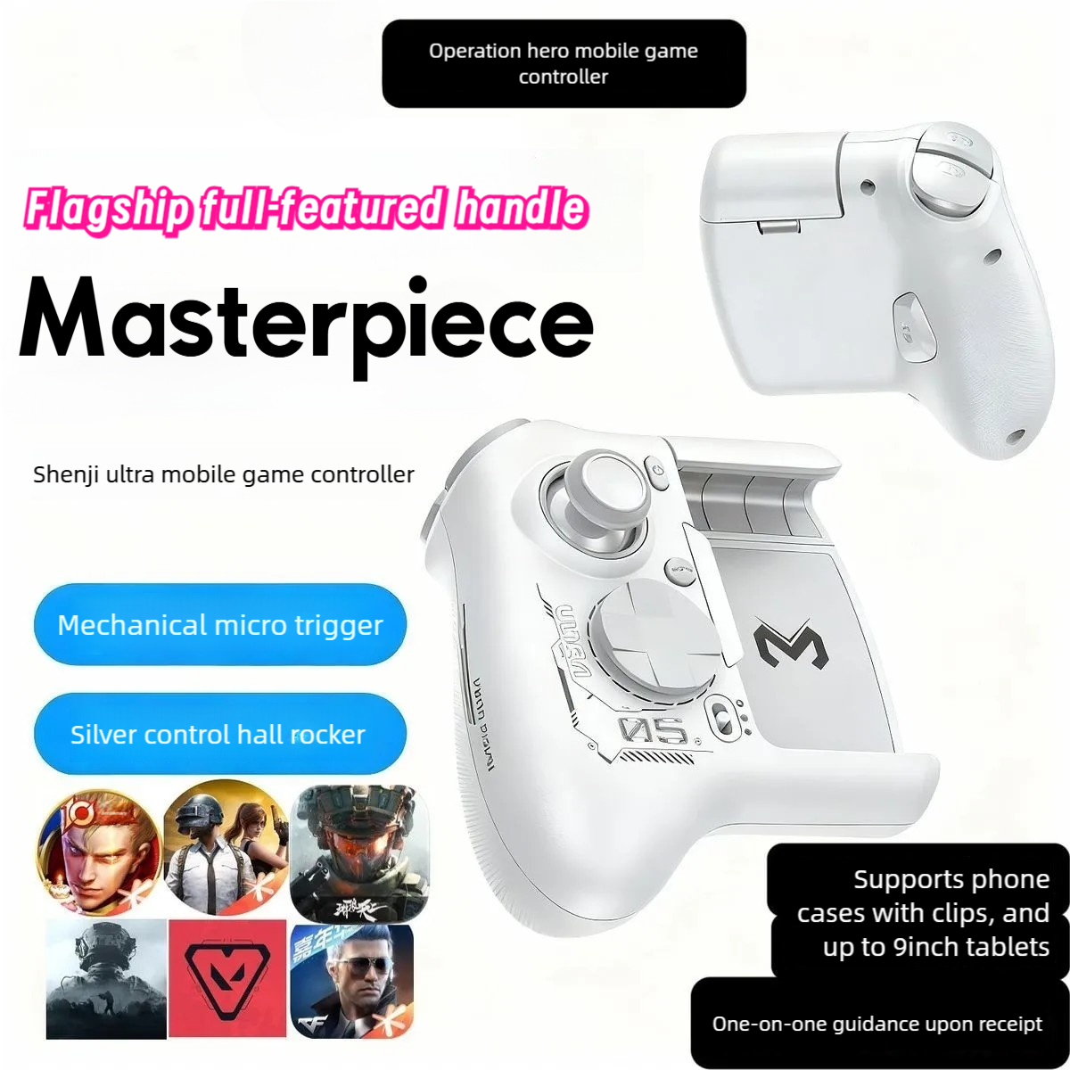 【Hall Sensing Tech】X-Pro Gaming Controller | 0.3mm Ultra-Fast Trigger & 5 Million-Click Micro-Switches | Compatible with 9” Tablets & Phones (Case-On Supported) | Pro Mobile Gaming Gear